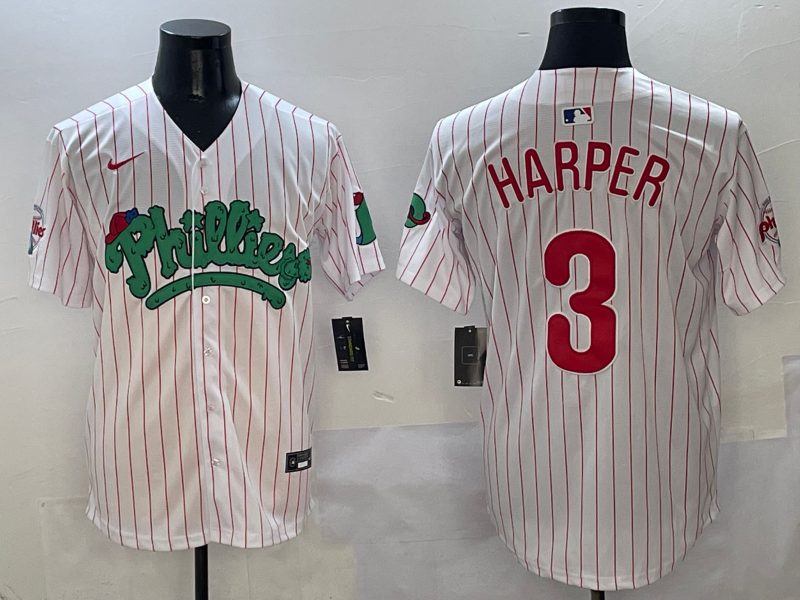 Men's Philadelphia Phillies Bryce Harper #3 White Jersey